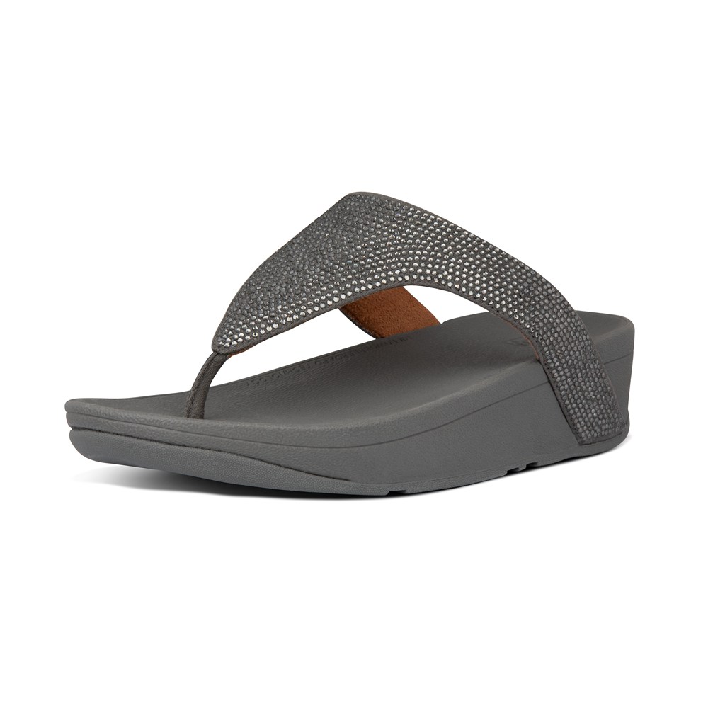 Fitflop Womens Sandals Dark Grey - Lottie Shimmercrystal Toe-post - 71PNFXRTU